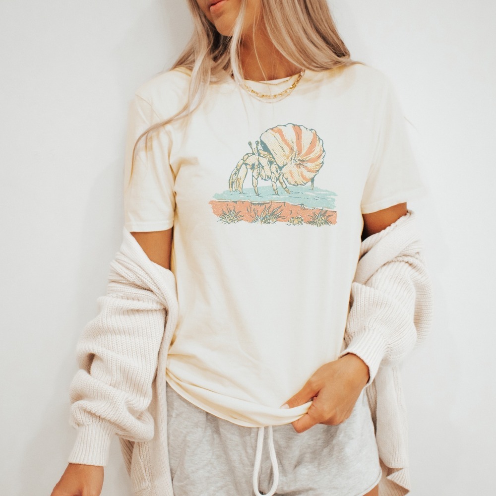 Hermit Crab Retro Halftone Boho Nature Tee